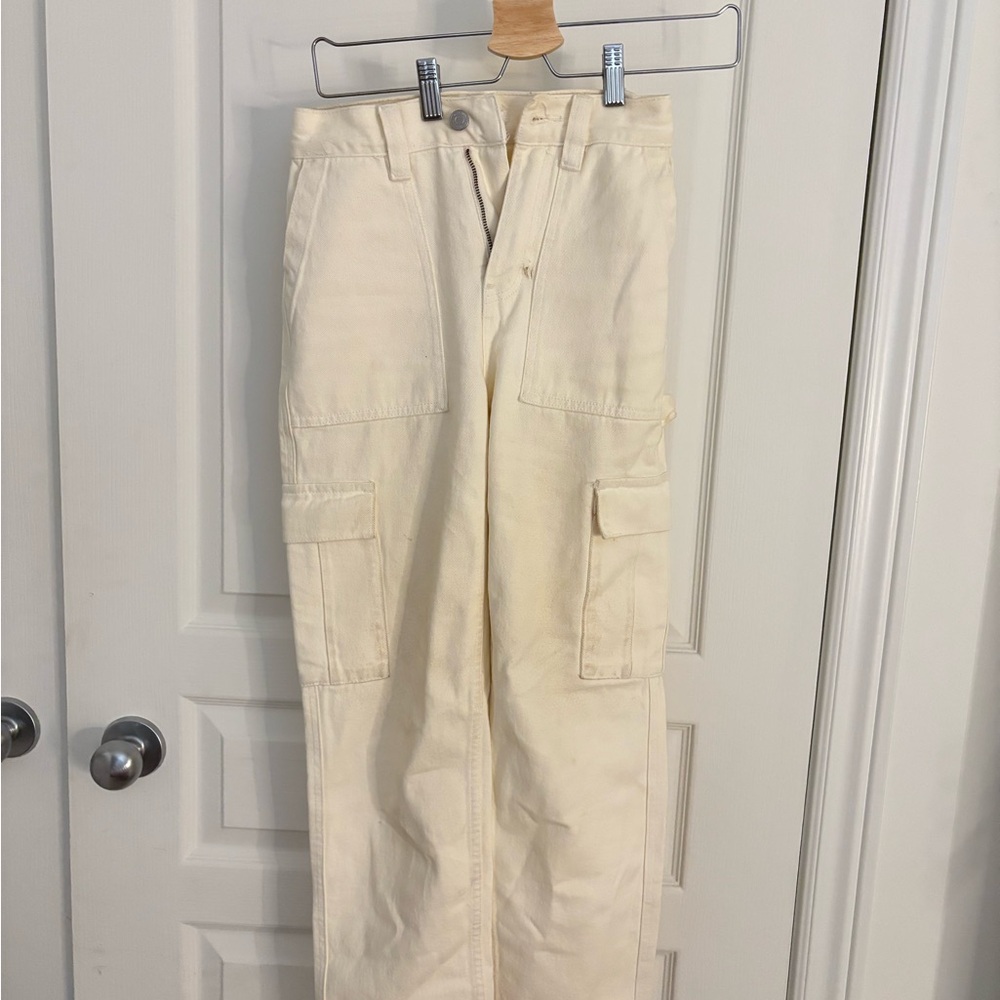 PacSun Cream Straight Leg Pants with Relaxed Fit